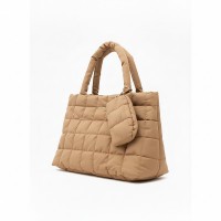 Quilted Tote Handbag with Detachable Pouch, Lightweight Large Capacity Shoulder Bag for Women – Stylish Work, Travel & Everyday Use 